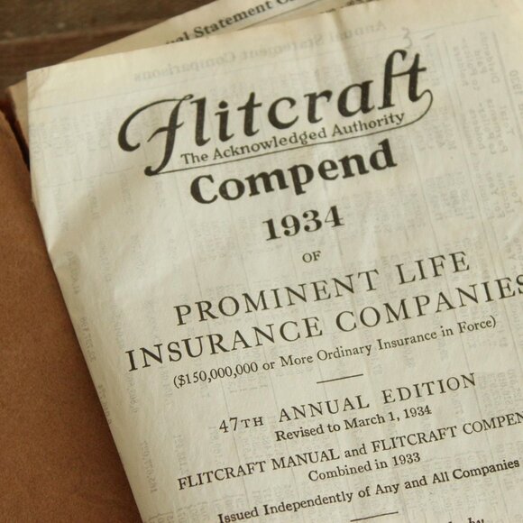 Vintage 1960s Book, "Flitcraft Compend 1934, Life Insurance Companies", 47th ed - Picture 10 of 10